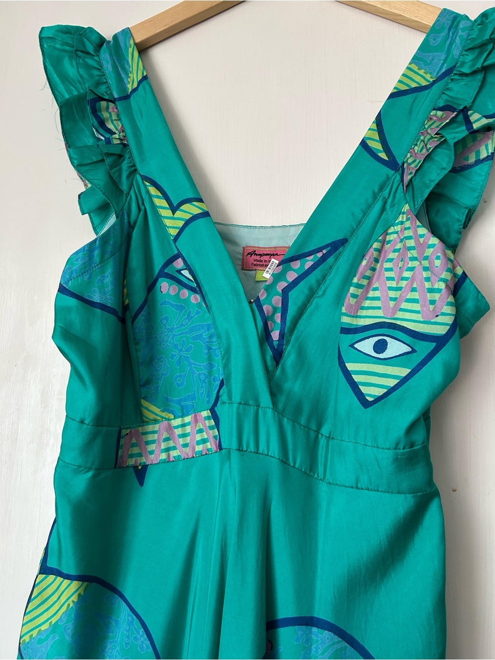 Silk Maxi dress schools out fish print from Anthropologie - Picture 5 of 10